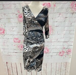 Joseph Ribkoff ANIMAL PRINT 3/4 sleeve wrap dress size 10